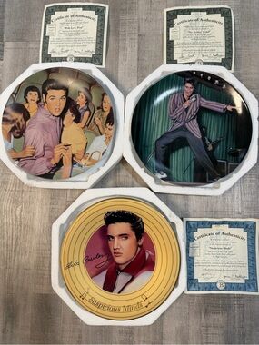 Lot of 3 Bradford Exchange Elvis Presley Collector Plates w/ COA Young & Wild